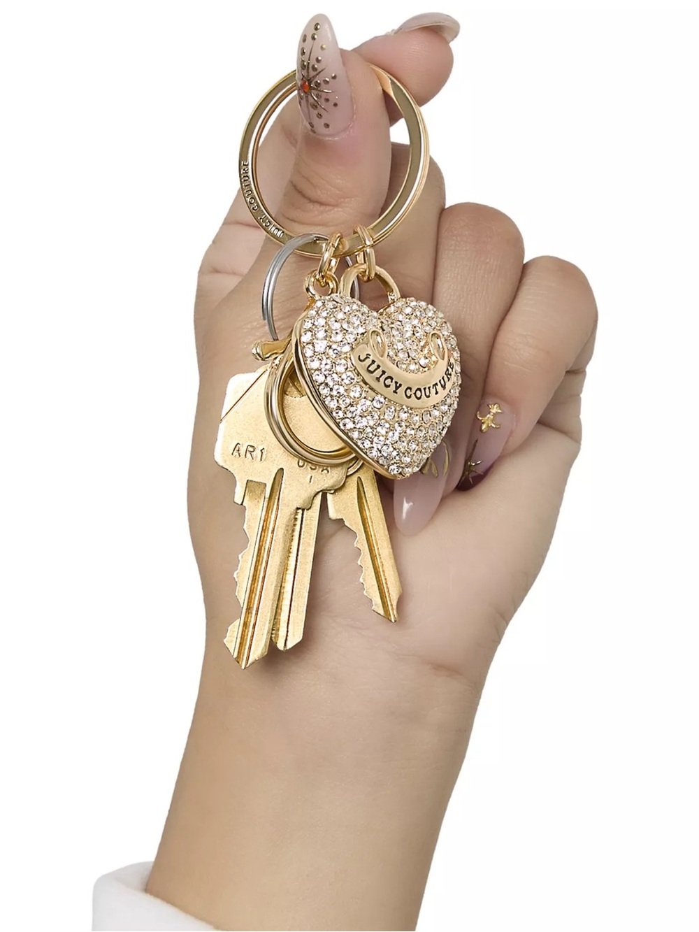 Juicy Couture Gold Crystal Heart Keyring Charm